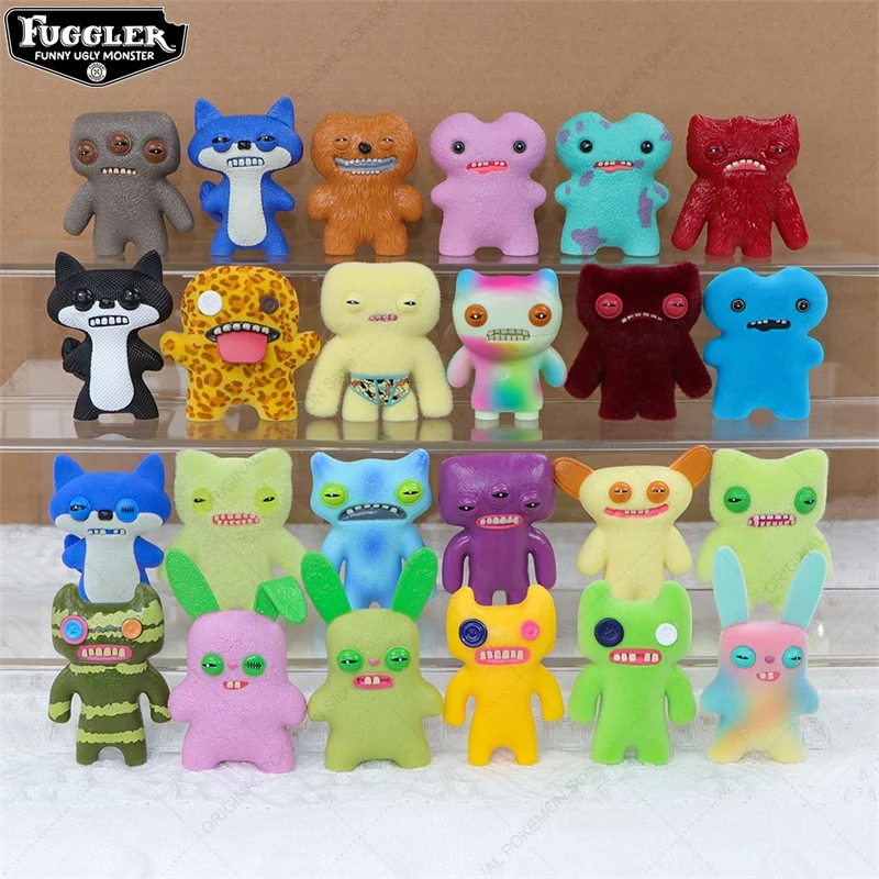 الأصلي Fuggler مضحك القبيح الأسنان الوحش صندوق أعمى الشكل اللعب Kawaii Fugglers أنيمي عمل تمثال سلاسل المفاتيح نموذج الدمى هدية