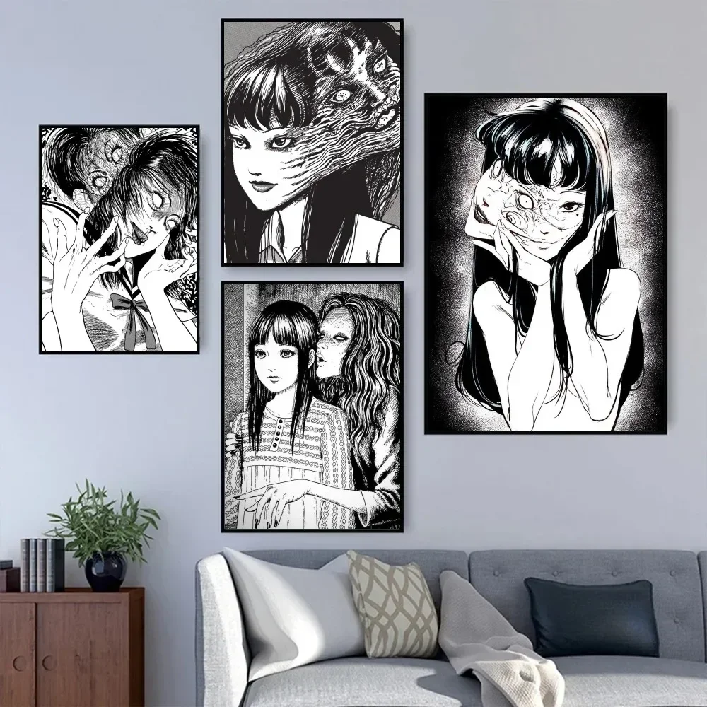 Horror Anime T-Tomie Retro Poster Prints Wall Painting Bedroom Living Room Wall Bar Restaurant Sticker Small