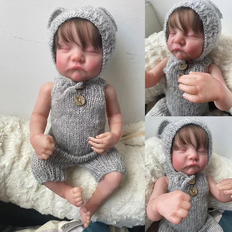 

18inch Sleeping Levi Full Body Newborn Baby Doll Reborn Flexible 3D Skin Tone with Visible Veins Hand Root Hair Doll