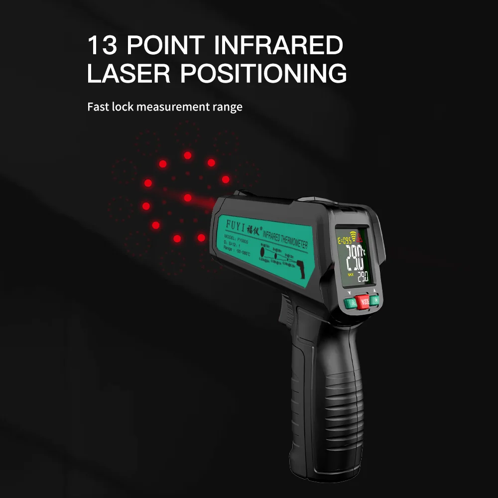 MASTFUYI FY580S Laser Infrared Thermometer Temperature Sensor Testers Gun -50°C~580℃ Industrial Home Thermal Tube Testing Tool