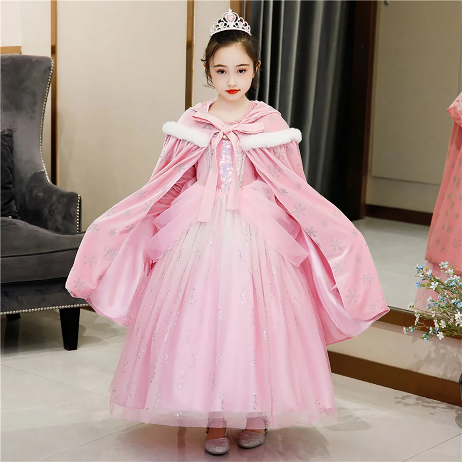 Princess Party Ball Gown for Girls The Little Mermaid Deluxe Carnival Ariel Cosplay Costume Children Pink Birthday Fantasy Robes