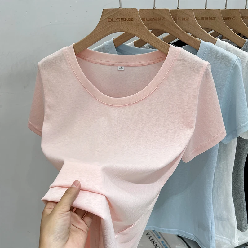 Zjaiss 2026 Sommer Retro Harajuku Mode T-Shirt für Damen Trendiges Loses Dünnes Streetwear Kurzarm O-Ausschnitt Lässiges Damen-Oberteil