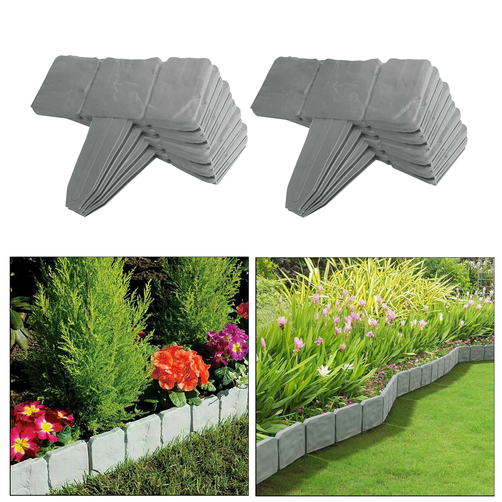 10pcs Lawn Plant Garden Border Flower Bed Edging Fence Stone Trim Grass Edging DIY Walkways Palisade