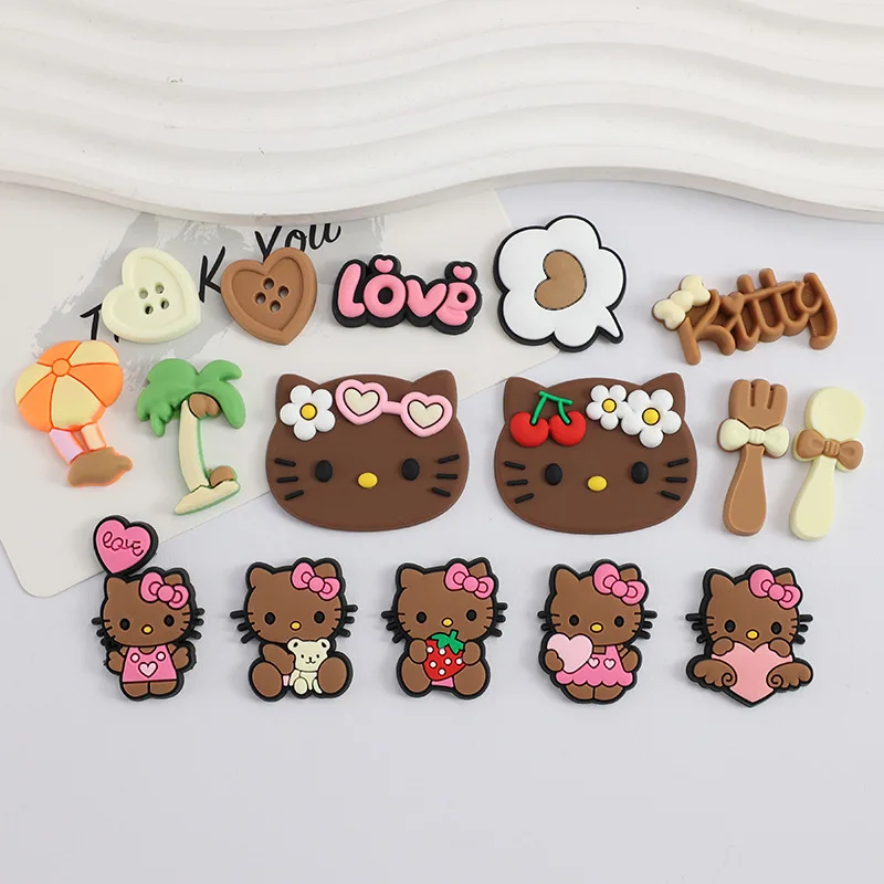 

New Jibbitz Hawaiian-Themed Decor Hello Kitty Shoe Charms Set For Clogs Pvc Material Design Xmas Party Gifts