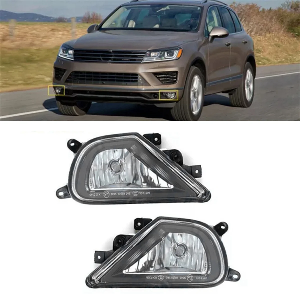 

HIGH-1 Pcs Right Fog Light Assembly Front Bumper Fog Light for VW Touareg 2016-2018 7P6941700G 7P6 941 700