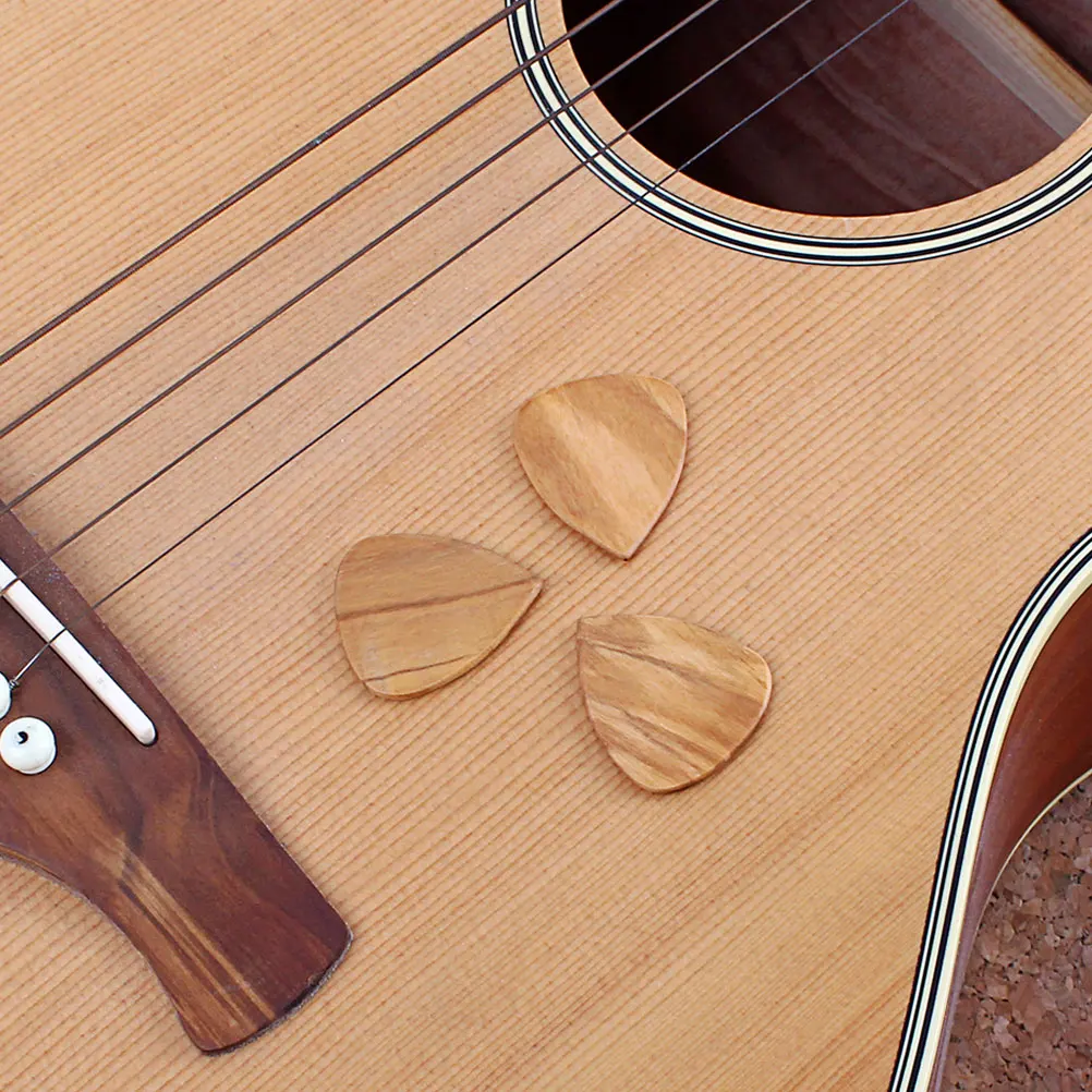 

3 Pcs Olive Wood Pick Guitar Uñetas Picks Pen Acoustic Ukulele Wooden Plectrum
