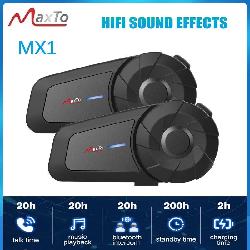 

Maxto MX1 Motorcycle Helmet Bluetooth Headset Intercom IPX6 Waterproof Supports 2 Person Intercom With A Distance Of 500 Meters