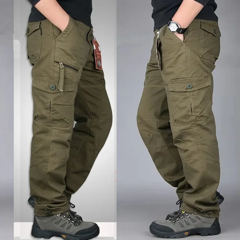 

Cotton Men's Cargo Pants Spring Autumn Casual Multi Pockets Long Trousers for Men Straight Slacks Military Tactical Pants Y2k