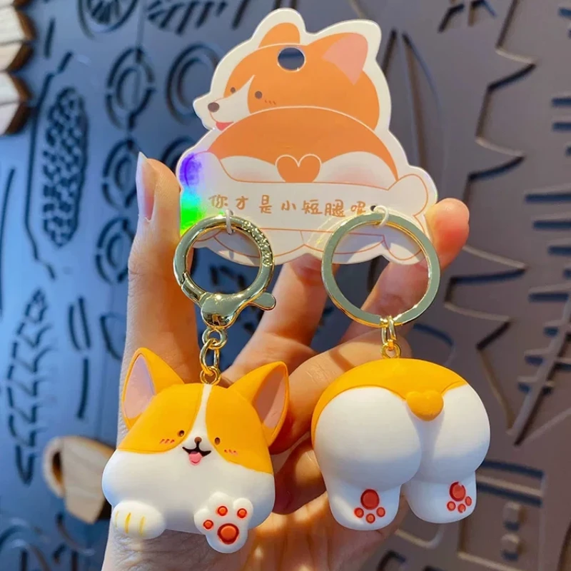 

Cartoon Original Keyring Couple Snap Buckle Corgi Butt Keychain Creative Cute Resin Hug Piglet Doll Key Chain Couple Bag Trinket