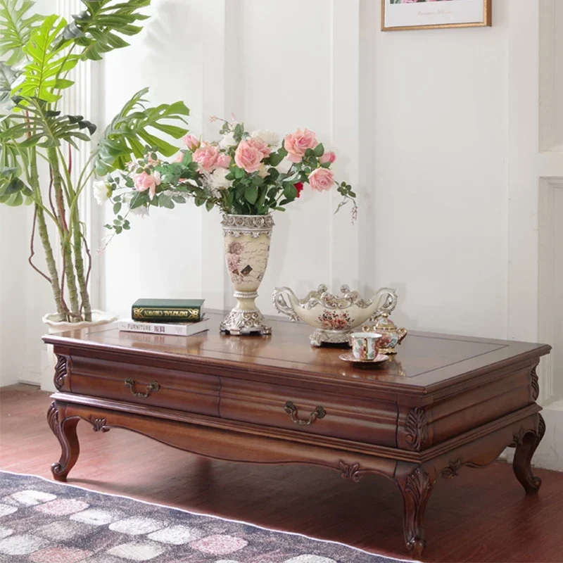 

Ауссивный деревянный стол для хранения в гостиной, резной винтажный состаренный квадратный рабочий стол