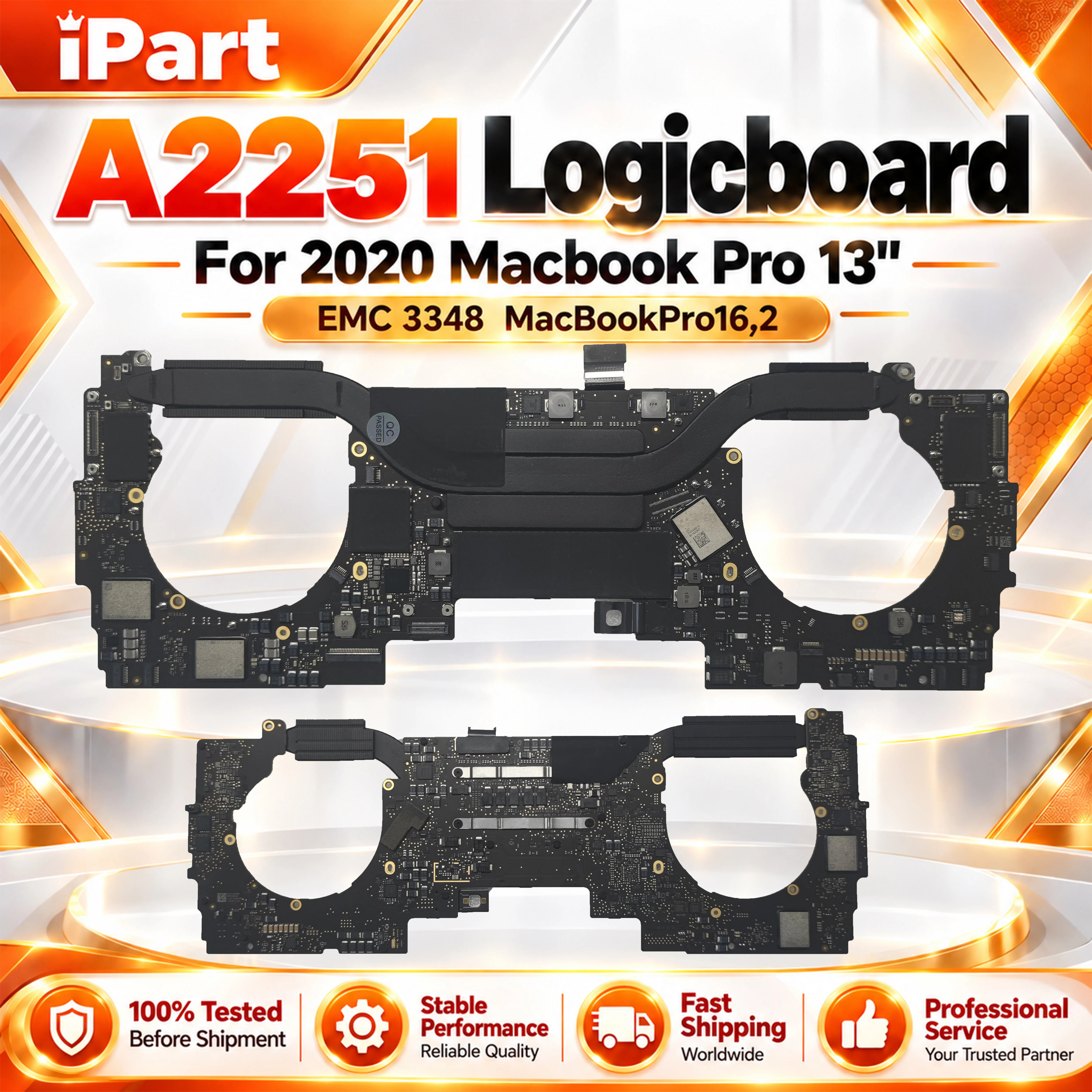 MotherBoard A2251 For MacBookPro16,2 13inch Mid 2020 820-01949-07/A 16G+512G 1T Four Thunderbolt3 ports i5/7-10x8NG7 EMC3348