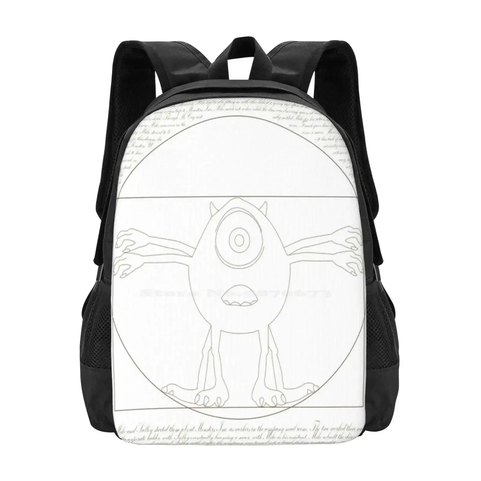 

Vitruvian Wazowski New Arrivals Unisex Bags Student Bag Backpack Vitruvian Man James Sullivan Boo Monster Co