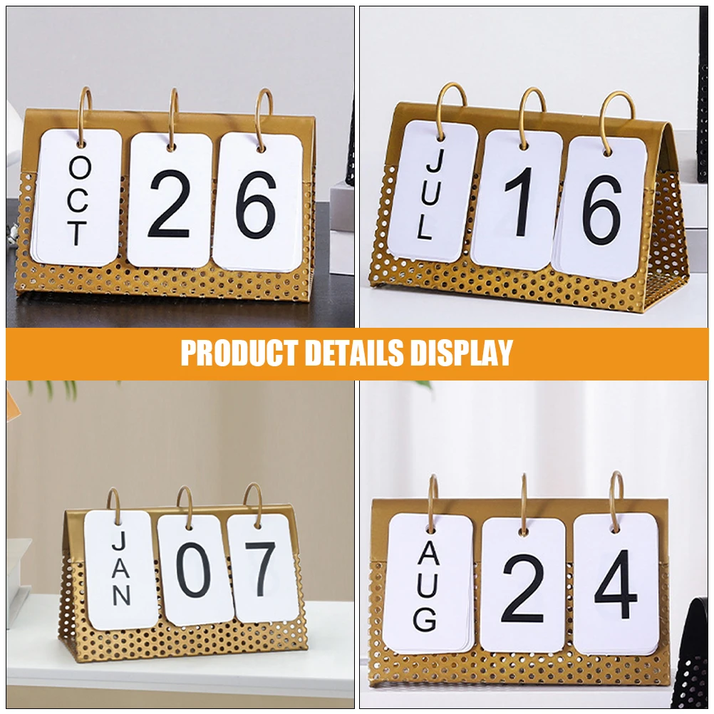 

Metal Calendar Decor for Desk Table Top Calendars Perpetual Desktop Home Iron Small Student
