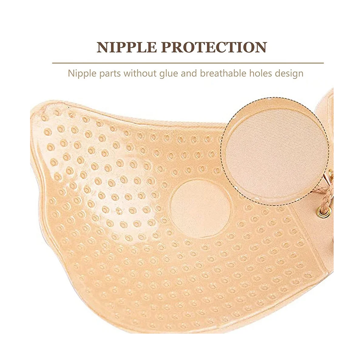 Adhesive Bra Strapless Sticky Invisible Push Up Silicone Bra for Backless Dress Women Sexy Backless Beige Size D