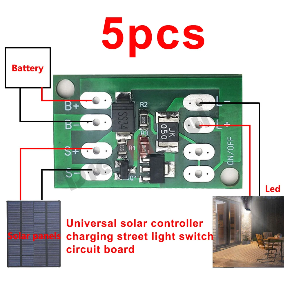 New Solar Controller 12V 3.7V 7.4V 11.1V Lithium Battery Solar Lawn Light Circuit Board Solar Light Controller Control Board 3A