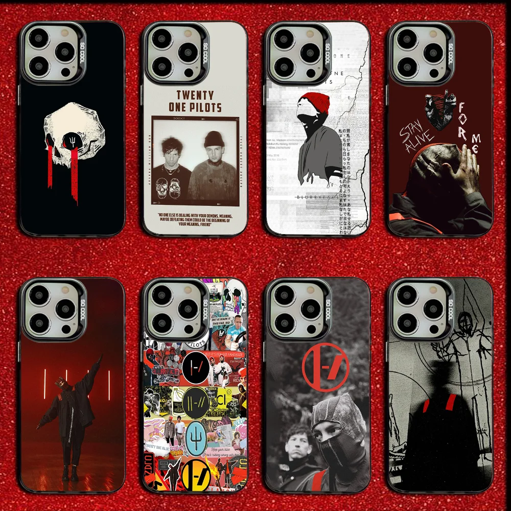 

T-Twenty One Pilots Phone Case For iPhone 16,15,14,13,12,11,Mini,Pro,MAX Drop Matte Shockproof Soft Black Cover