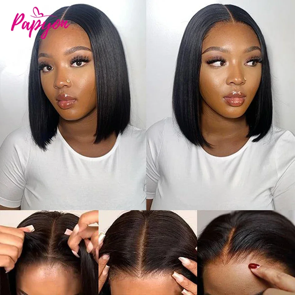 2026 New Short Bob Wigs Straight Glueless Wig Ready To Wear Human Hair Wigs Elastic Drawstring Upgraded No Glue Lace Air Wig