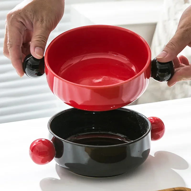 Vibrant Color-Block Ceramic Serving Bowls - Stylish Multi-Purpose Bowls for Salad, Baking, Noodles & Breakfast