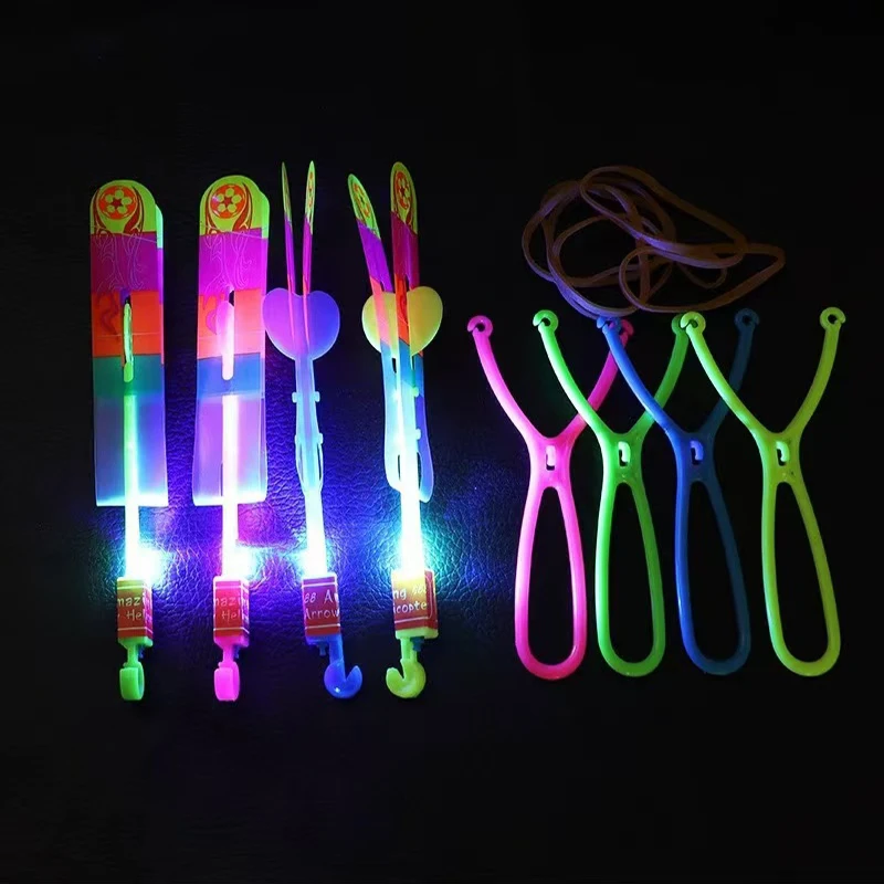 20PCS Led Schleuder Hubschrauber Spielzeug Leuchten Fliegen Pfeil Spielzeug Für Kinder Outdoor Spaß Glow In The Dark Party Gefälligkeiten karneval Preis