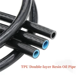 1M Double-layer Resin Oil Pipe Fuel Tube Oil-resistant Wire-clamping Tubing Petrol Hose Diesel Pipeline Black Core 6~14mm