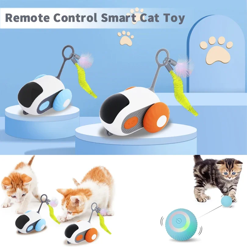 Smart Cat Toy 2 Modes Automatic Moving Remote Controlled Toy Car for Cats Dogs Interactive Playing Kitten Training Pet Supplies