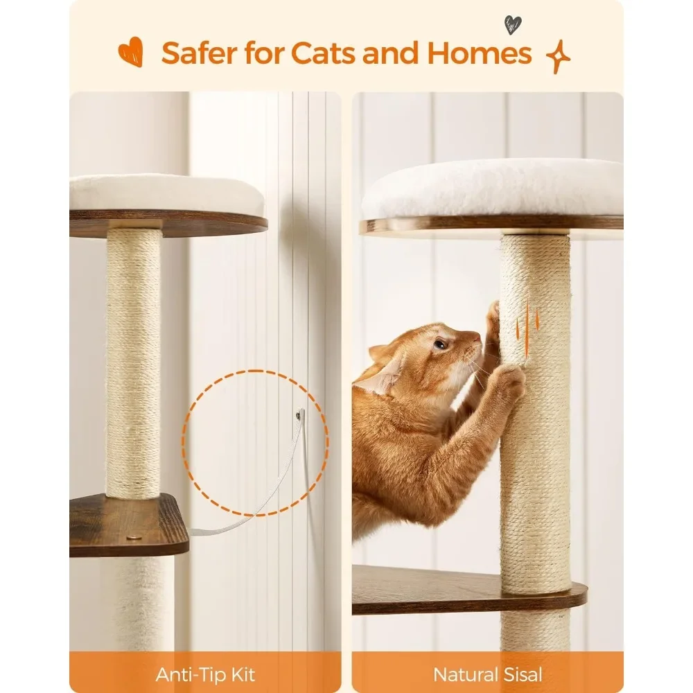 Imagem -05 - Cat Tower Tree Interior com Scratcher Árvore Moderna para Gatos Vários Andares Apartamento com Colunas Arranhadores Poleiro