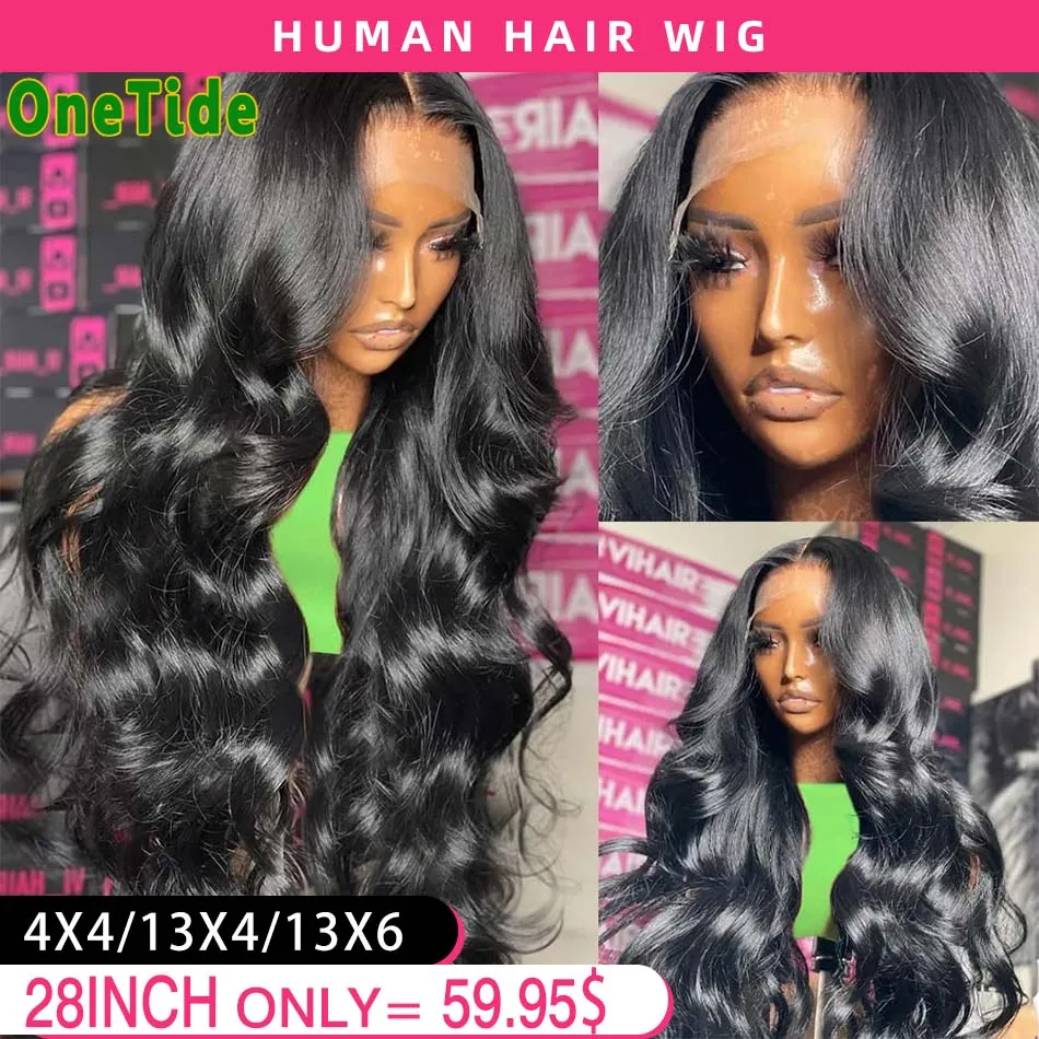 

13X4 Body Wave Lace Front Wig Transparent 13x6 Frontal Wig 180% Density Human Hair Wigs For Women Brazilian Remy 12A Long Hair