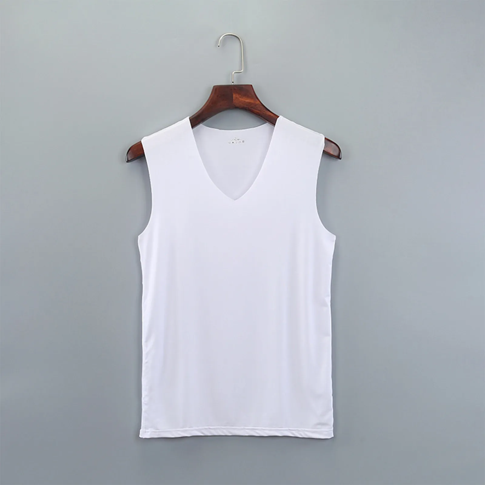 Ice Silk Tank Tops Seamless Mens Vest Sleeveless Sport Thin Vest For Men Clothing Plain Casual Summer Tank Undershirts Cool Gym