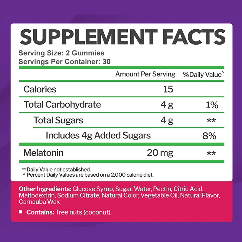 Gomitas de melatonina 20 mg: queda dormido naturalmente, lucha al insomnio, aumenta la inmunidad, mejora la calidad de descanso