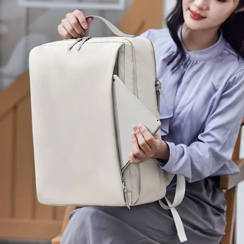 High-end backpack trendy large-capacity business commuter airbag anti-drop computer bag simple casual women's backpack