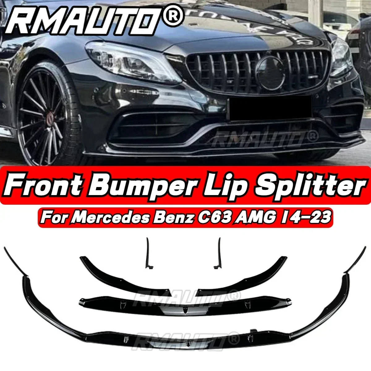 5Pcs/Set C63 Front Lip Edition 1 Style Bumper Splitter Diffuser Spoiler For Mercedes Benz C63 AMG 2014-2023 Accessories Body Kit