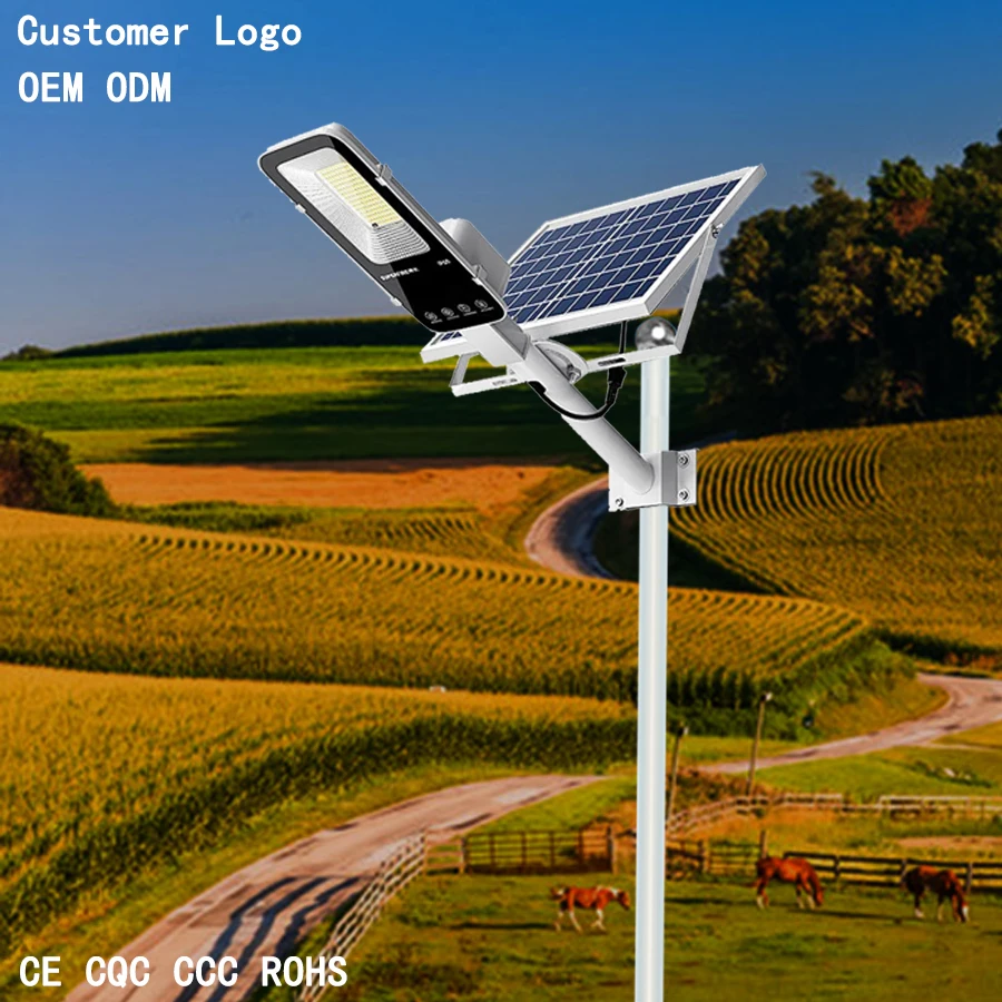 High-efficiency Outdoor Road Lighting Lamp Remote Control Led Solar Street Light IP65 Waterproof Monocrystalline Silicon 50000