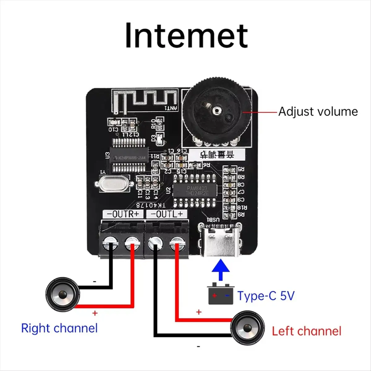 Micro-Digital Bluetooth Amplifier Board PAM8403 Amplifier Module Y80A