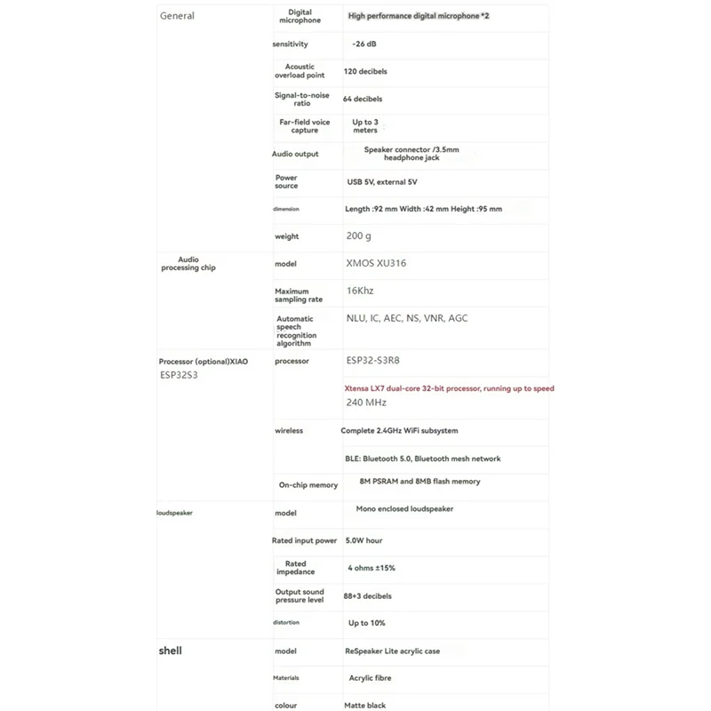 

B68C Respeaker Lite Voice Assistant Kit Расспознавание голоса Совместимость сxiao ESP32S3 (Sense)