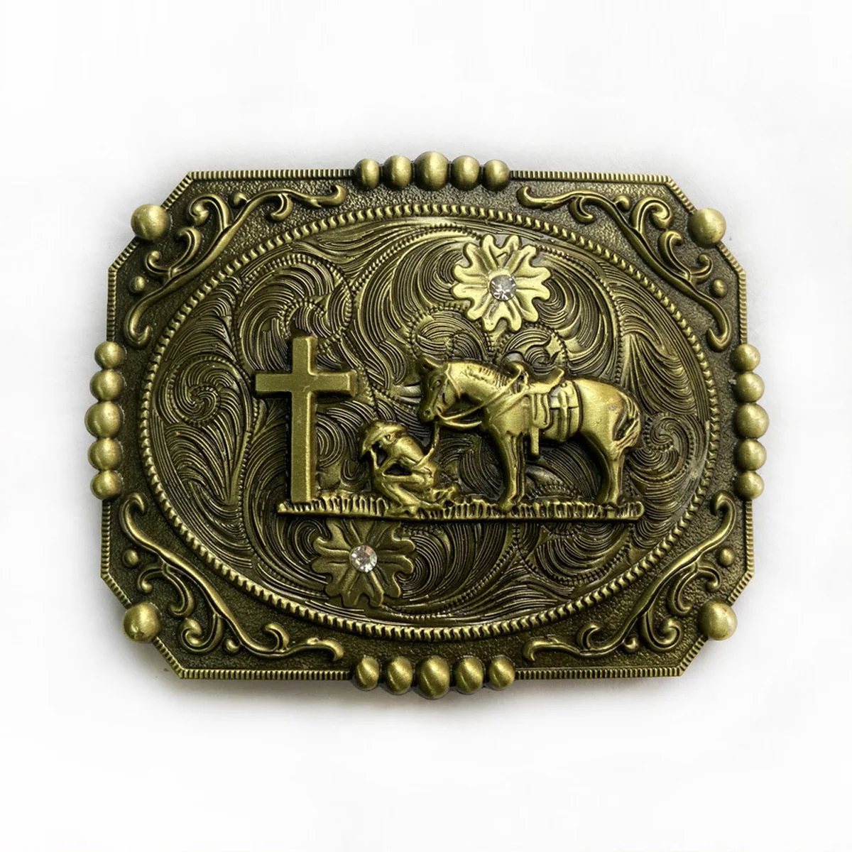 

T-DISOM Men's Retro Western Cowboys Embossing Belt Buckle - Men Belt Accessory