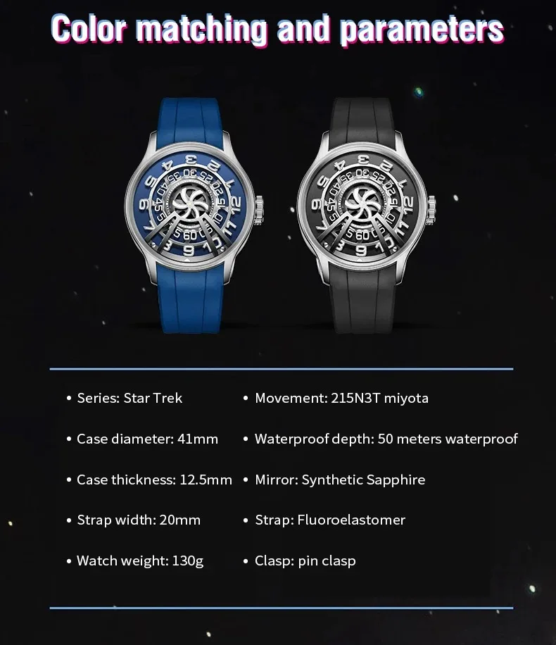 OBLVLO Men Automatic Watch 41MM Luxury Mechanical Wristwatch Fashion Luminous 50M Waterproof Sapphire Unique Concept Dial