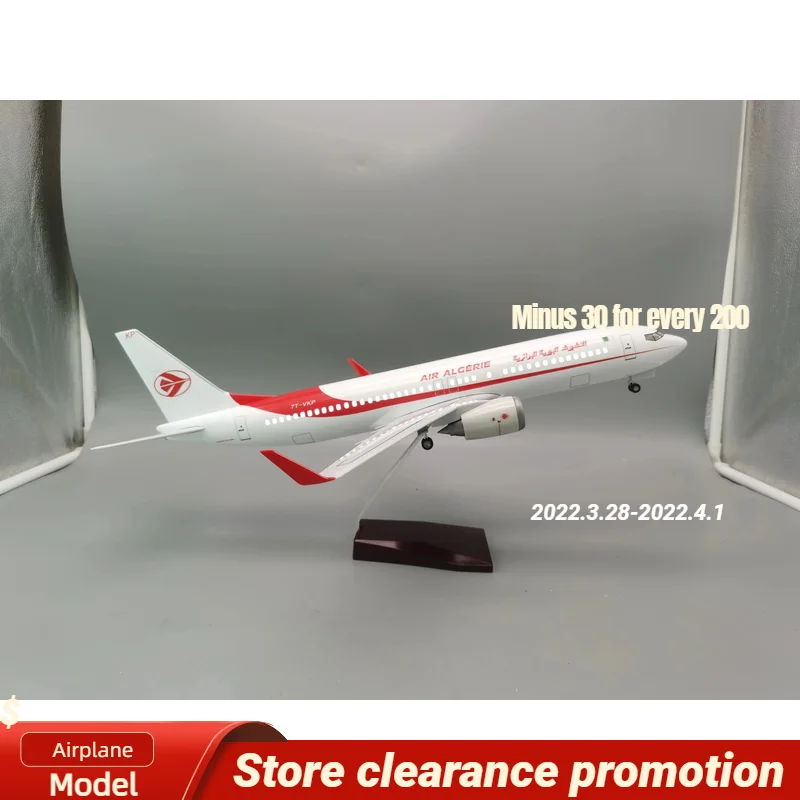 

Boeing B737-800 Model Air 1/85 /47CM Algerie Base Alloy Metal Airplane Airliner Display Stand Adult Boys Children Collection