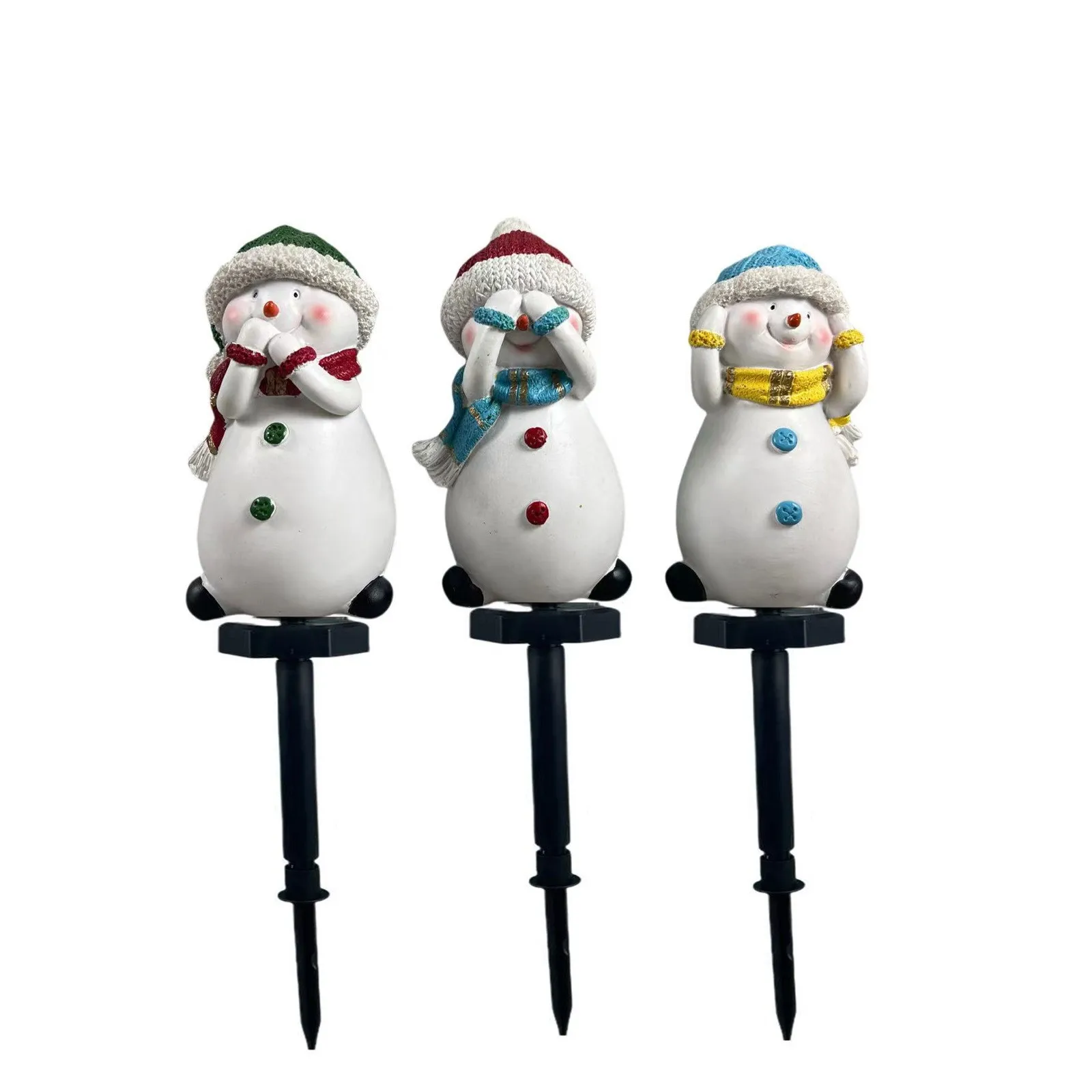 

Christmas Snowman Family Ground Plug Christmas Winter Decoration Christmas Resin Christmas Snowman Decoration Solar Ground Plug