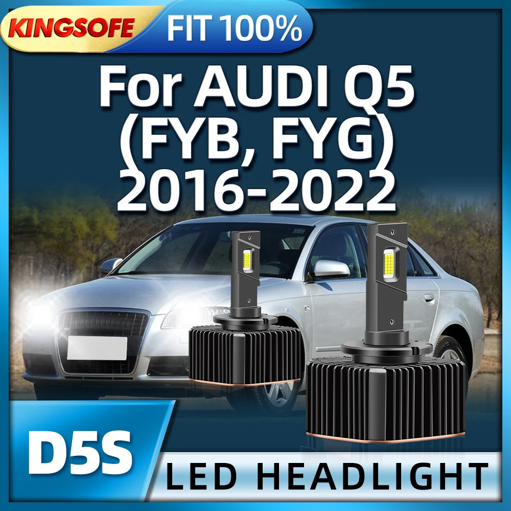 

KINGSOFE 6000K White D5S Car Headlight LED Bulbs 130W Auto Light For AUDI Q5 FYB FYG 2016 2017 2018 2019 2020 2021 2022