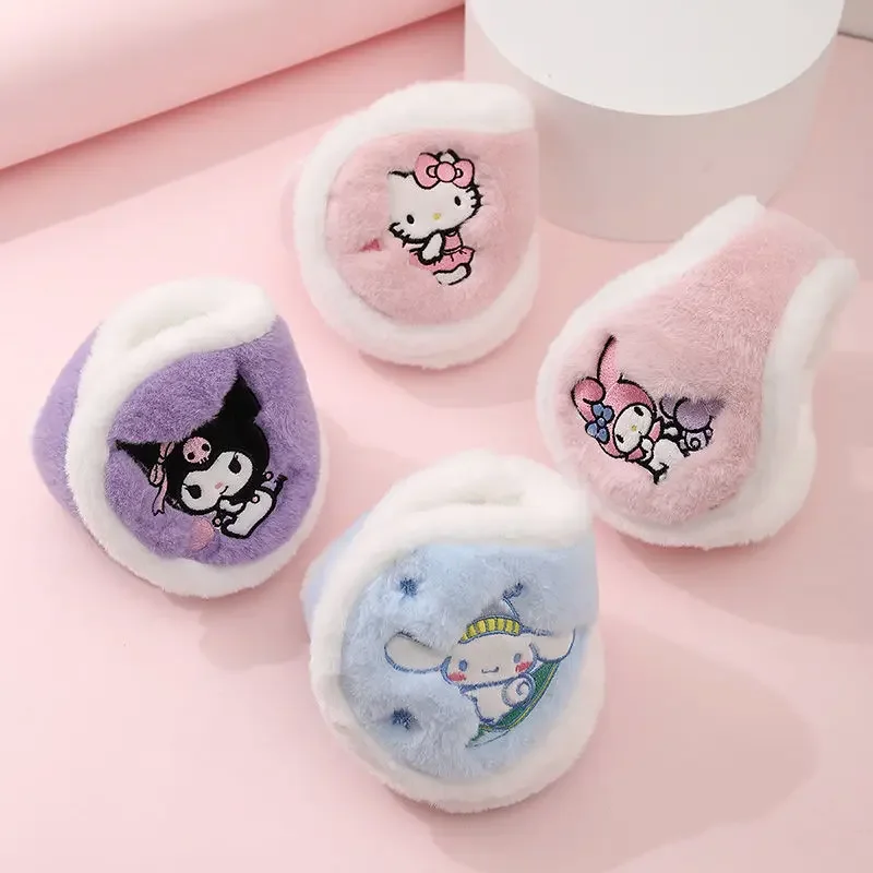 

New Sanrio Kuromi My Melody Cinnamon Roll Warm Back Belt Thickened Earmuffs Cute Sanrio Schoolgirl Cycling Antifreeze Ear Bags