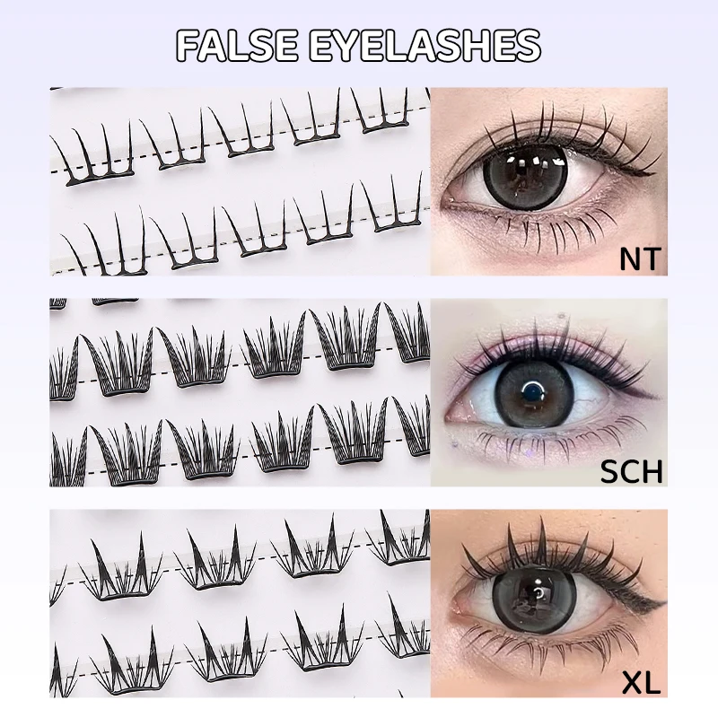 DINGSEN racimos de pestañas autoadhesivos, 6 filas, pestañas individuales, sin pegamento, maquillaje coreano DIY, pestañas naturales 4