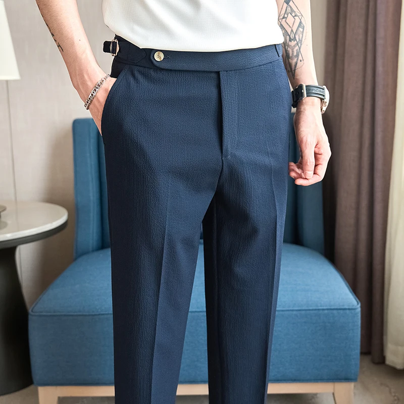 High-quality Men's Business Casual Neapolitan Slim-fit Trousers for Autumn, Suitable for Daily Commuting and Formal Occasions.