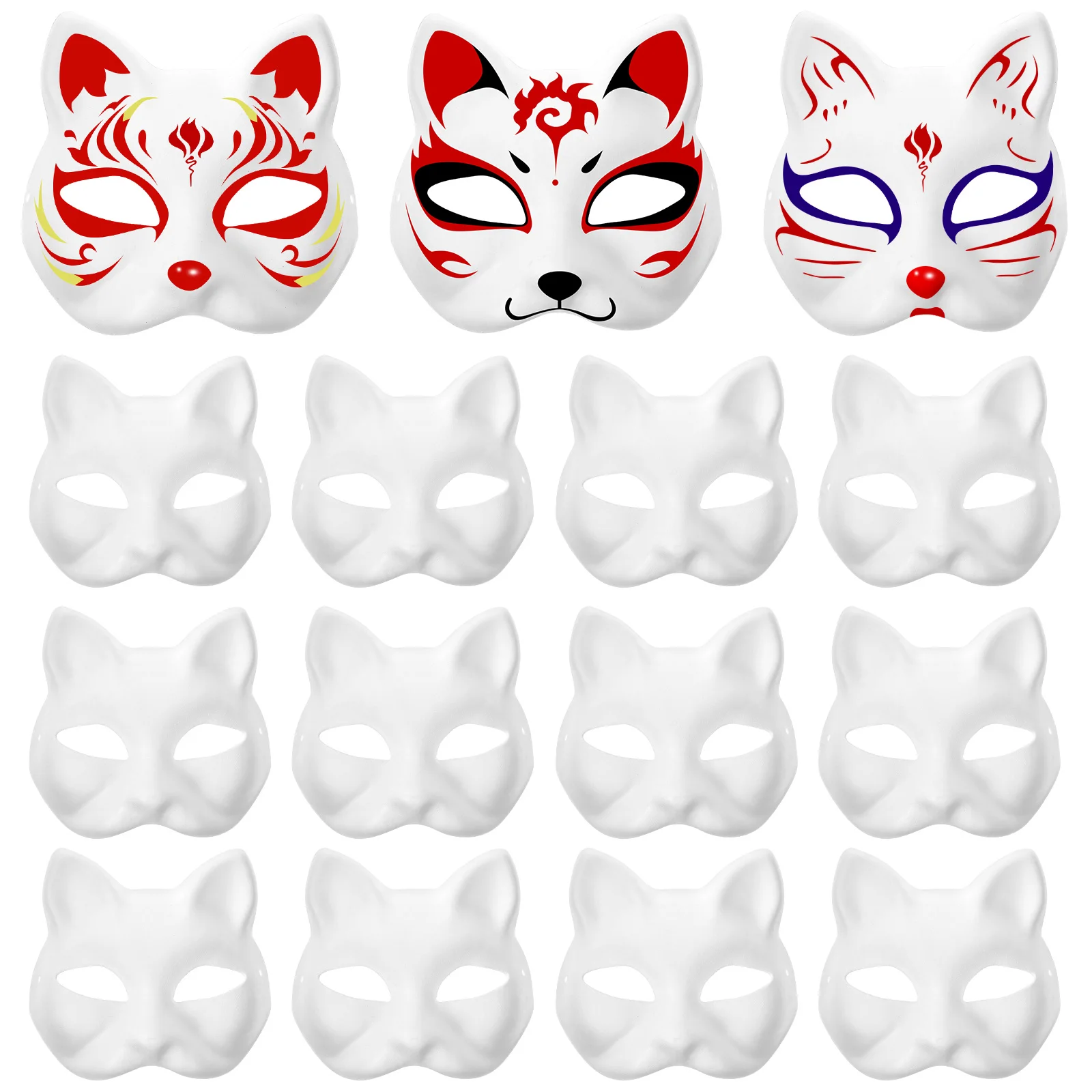 

15pcs Blank Masks Paintable DIY Cat Face Masquerade Props Eco Friendly Halloween Costume White Prom Wedding Toy
