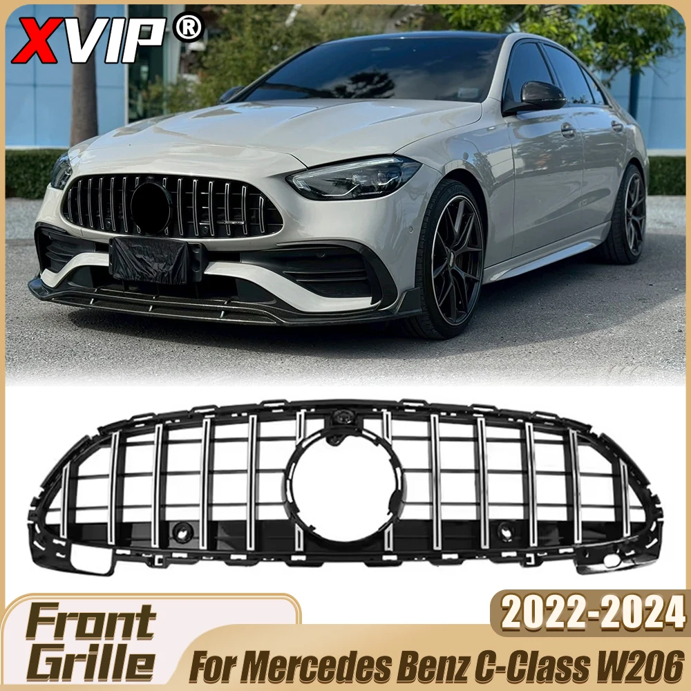 

XVIP Perfect Match Chrome Silver GTR Style Racing Grille Upper Grill For Mercedes Benz C-Class W206/S206 22-24 C200 C300 C43 AMG