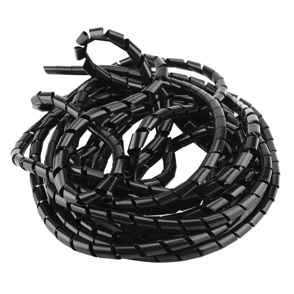 Protective PE Spiral Cable Wrap Black External Diameter 10mm Spiral Cable Organizer Spiral Wire Binding Cord Management