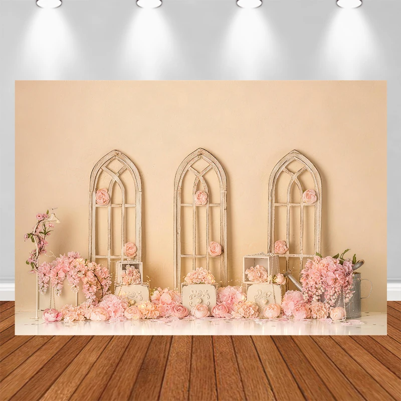 LS Photography Background Spring Flowers Garden Bohemian Style Decor Props Baby Shower Kids Adult Portrait Photo Backdrop Studio