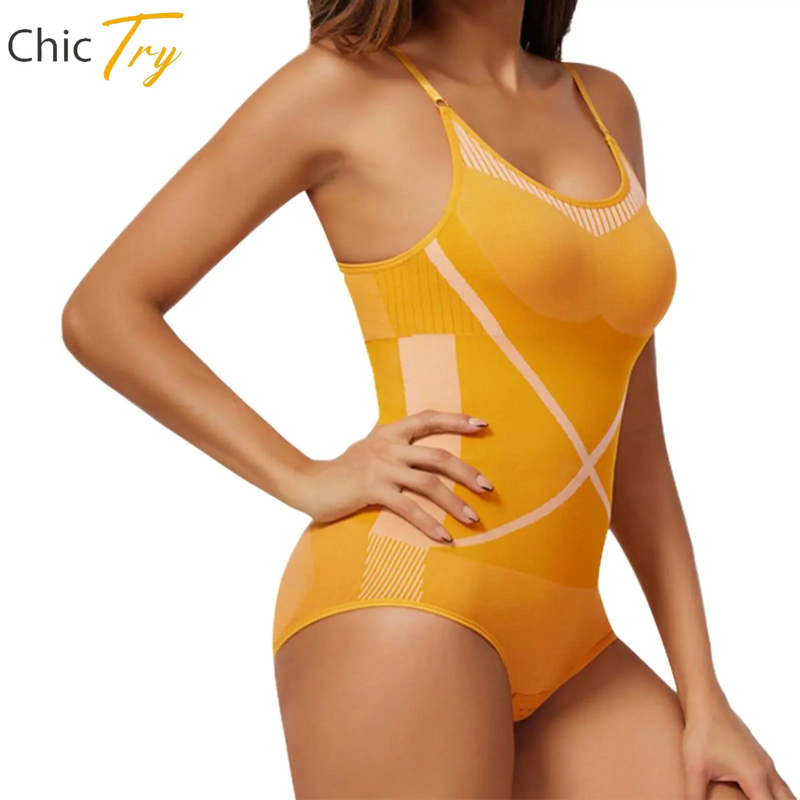 

Gym Bodysuit Women's Yoga Workout Beach Clothes Shapewear Adjustable Shoulder Straps Hook-And-Eye Crotch Leotard Body Shaper