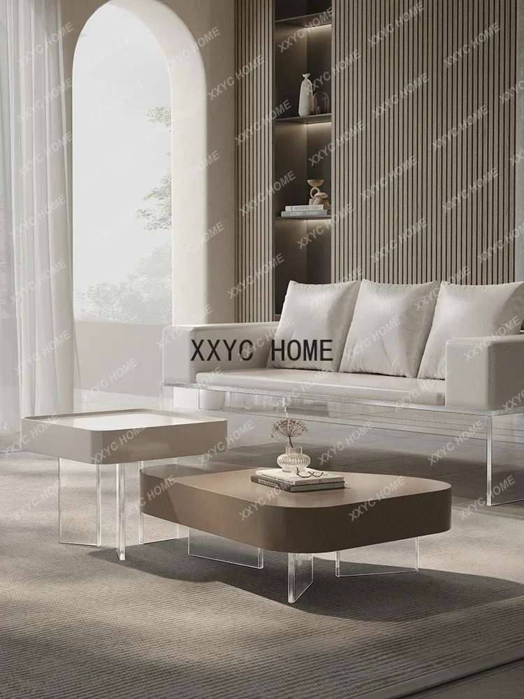 Combined Tea Table Small Living Room Home Acrylic Table Mobile Side Table High-End Design