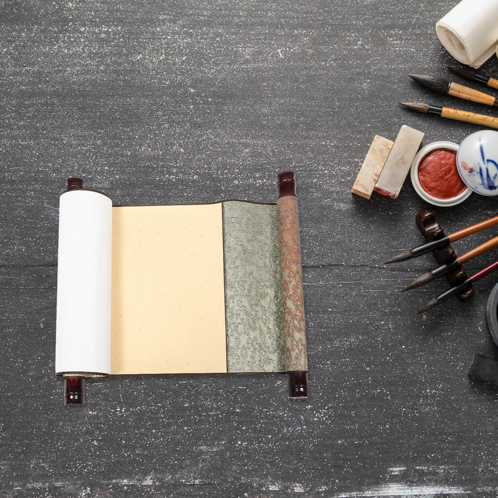

Blank Calligraphy Rice Hanging Scroll Painting Paper Scroll Horizontal Double Framed Xuan Paper Rolls Supplies