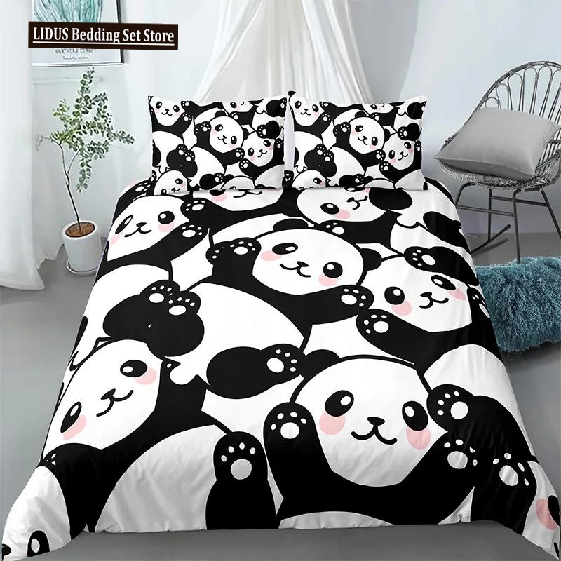 

Panda Printed 2/3pcs Bedding Set Bamboo Duvet Cover For Adult Child Bedclothes And Pillowcases Comforter Covers Bed Sets